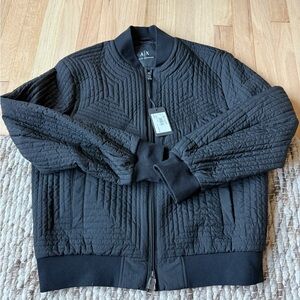 Armani Exchange Black Quilted Bomber Jacket